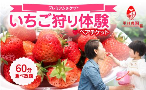 ＜先行受付＞いちご狩り体験ペアチケット【プレミアムチケット】