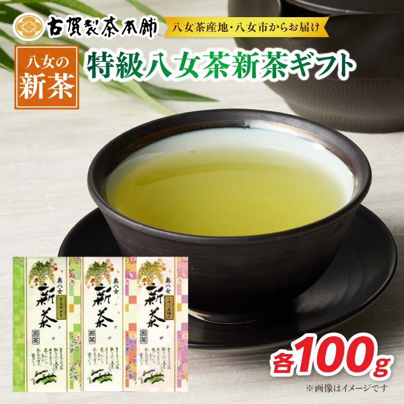 古賀製茶本舗 特級八女茶新茶 ギフトセット【2026年5月以降発送】 八媛みどり さえみどり 初摘み 八十八夜摘み 日本茶 お茶 緑茶 新茶 福岡県 八女市