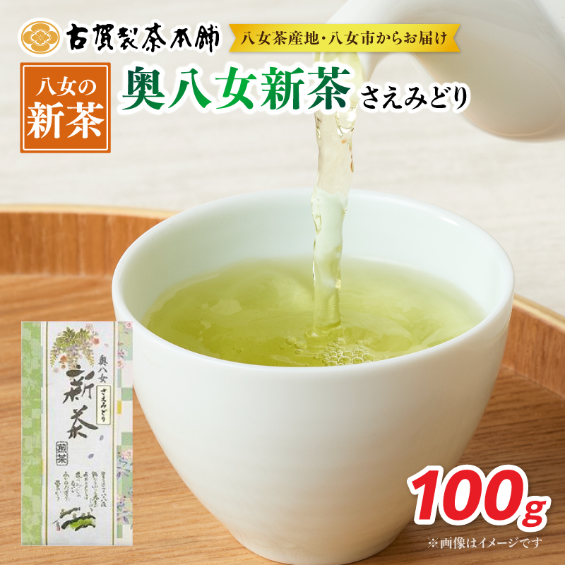 古賀製茶本舗 奥八女新茶 さえみどり煎茶100g【2026年5月以降発送】 【メール便】 お茶 緑茶 新茶 八女茶 ポスト投函 簡易包装 訳あり 福岡県 八女市
