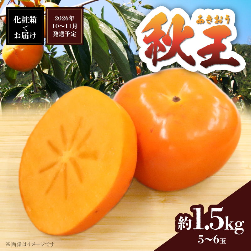 秋の贅沢、濃厚であま～い柿の新ブランド「秋王」約1.5kg(5～6玉入り) ＜配送不可：北海道・沖縄・離島＞ 柿 フルーツ 秋の味覚 濃厚 サクサク 大玉 福岡県 八女市 