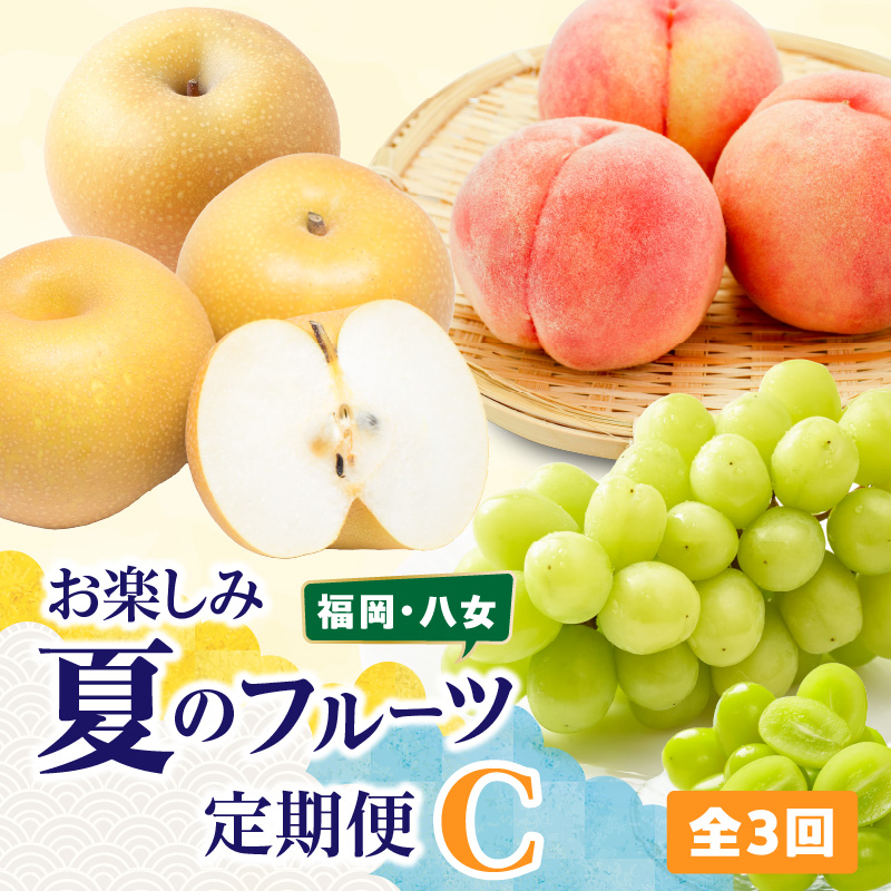 福岡八女　お楽しみ夏のフルーツ定期便C　桃　豊水梨　シャインマスカット｜＜配送不可：北海道・沖縄・離島＞