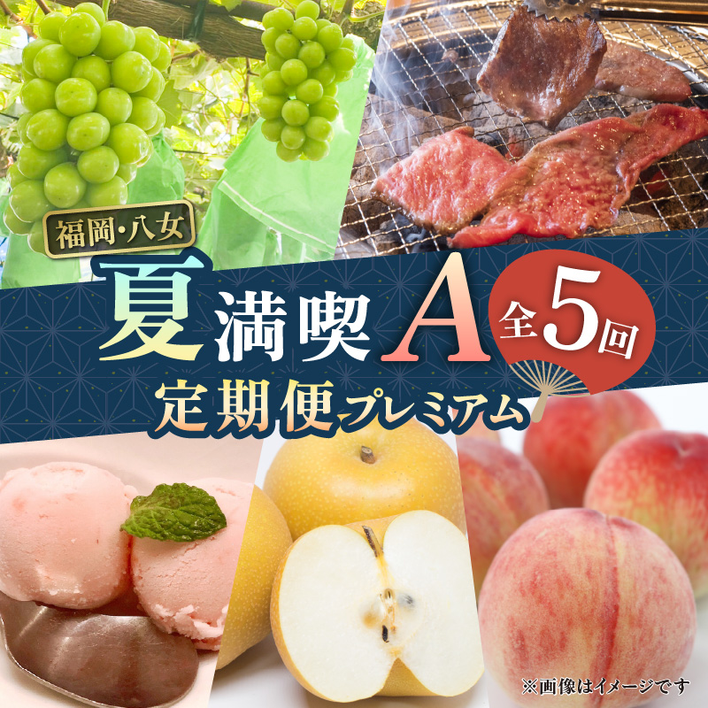 福岡・八女「夏」満喫定期便プレミアム全5回A＜配送不可：北海道・沖縄・離島＞