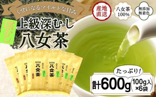 八女茶100％ まろやか濃い味「マイルド深むし特上煎茶」100g×６袋＜岩崎園製茶＞