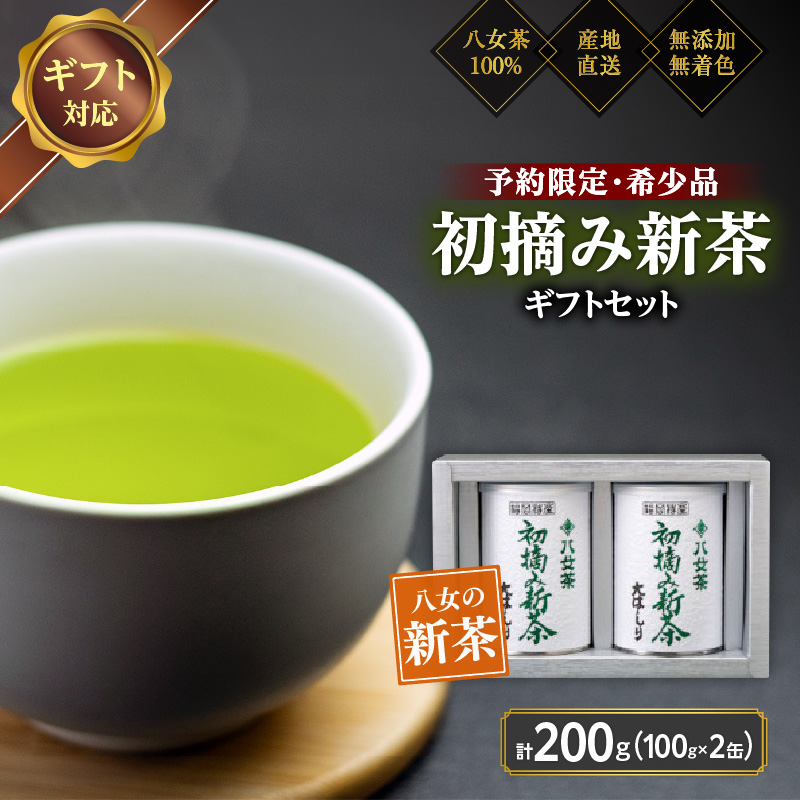 【予約限定茶】希少品「2026年産  初摘み新茶」100g缶詰 2缶化粧箱入 ギフト対応 ＜岩崎園製茶＞｜2026年5月初旬頃発送