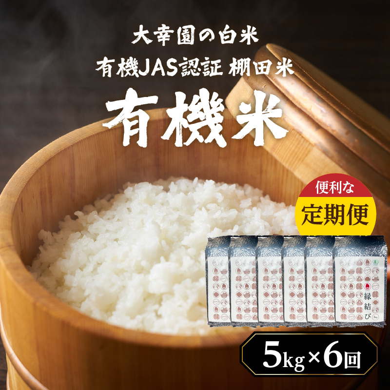 大幸園の白米 6回定期便 有機JAS 認証 有機米 棚田米 5kg  米 国産 白米 有機栽培 美味しい お米 30kg 九州産 お取り寄せ 福岡県 八女市