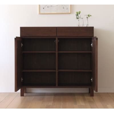 天然木製 リビング収納 レッチェ90キャビネット ウォルナット【10年保証】【高野木工】