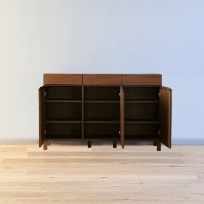 天然木製 リビング収納 レッチェ134キャビネット ウォルナット【10年保証】【高野木工】