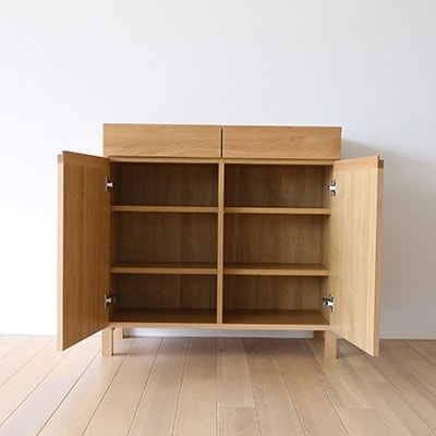 天然木製 リビング収納 レッチェ90キャビネット ホワイトオーク【10年保証】【高野木工】