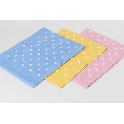 【日本製】かわいいドット柄 タオル 3色・5枚セット