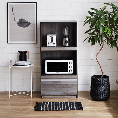 幅59cmコンパクトサイズ レンジ台 スイム【カラー:ブルックリン】【配送不可地域：離島】