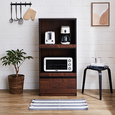 幅59cmコンパクトサイズ レンジ台 スイム【カラー:ウォールナット】【配送不可地域：離島】