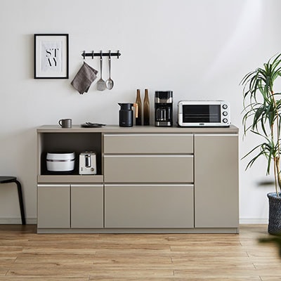 キッチンカウンター レンジ台 レンジボード アンサンブル 幅178.6 【カラー:アッシュグレイ】【配送不可地域：離島】