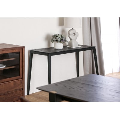 モル 120×40コンソールテーブル ホワイトオーク　黒塗装