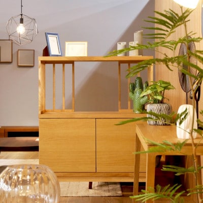 天然木の風合い豊かな ディスプレイラック　TONG90セットA1　ホワイトオーク材【大川家具】【配送不可地域：離島】