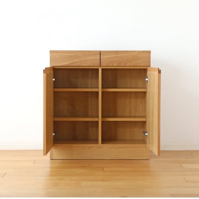 天然木製 リビング収納 レッチェ80薄型キャビネット ホワイトオーク【10年保証】【高野木工】【配送不可地域：離島】