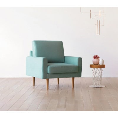 レオソファー 1P ライトブルー BR脚【5年保証】【高野木工】【配送不可地域：離島】