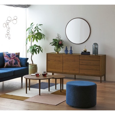 レオ ラウンドスツール ネイビー【5年保証】【高野木工】【配送不可地域：離島】