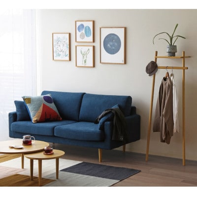 レオソファー 2.5P ネイビー BR脚【5年保証】【高野木工】【配送不可地域：離島】