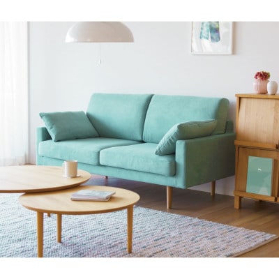 レオソファー 2.5P ライトブルー BR脚【5年保証】【高野木工】【配送不可地域：離島】