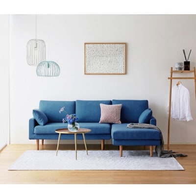 レオ カウチソファー ネイビー BR脚 2P左肘+CL右肘【5年保証】【高野木工】【配送不可地域：離島】