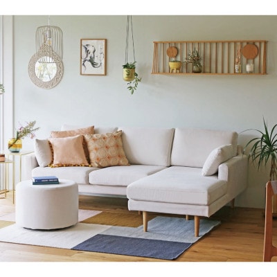 レオ カウチソファー アイボリー NA脚 2P左肘+CL右肘【5年保証】【高野木工】【配送不可地域：離島】