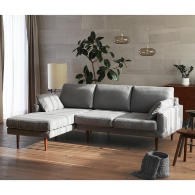 レオ カウチソファー グレー NA脚 2P左肘+CL右肘【5年保証】【高野木工】【配送不可地域：離島】