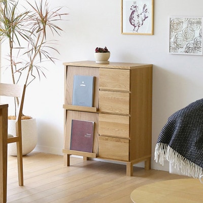 本棚  レッチェ 68マガジンレコードラック オーク【10年保証】【高野木工】【配送不可地域：離島】