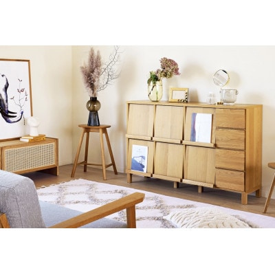 本棚  レッチェ 143マガジンレコードラック オーク【10年保証】【高野木工】【配送不可地域：離島】