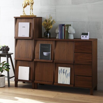 本棚  レッチェ 40マガジンレコードラック ウォルナット【10年保証】【高野木工】【配送不可地域：離島】