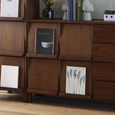 本棚  レッチェ 77マガジンレコードラック ウォルナット【10年保証】【高野木工】【配送不可地域：離島】