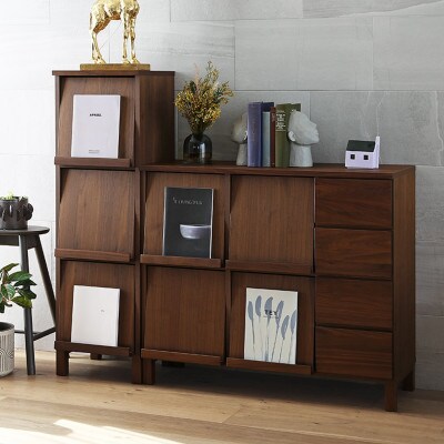 本棚  レッチェ 105マガジンレコードラック ウォルナット【10年保証】【高野木工】【配送不可地域：離島】