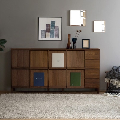 本棚  レッチェ 180マガジンレコードラック ウォルナット【10年保証】【高野木工】【配送不可地域：離島】