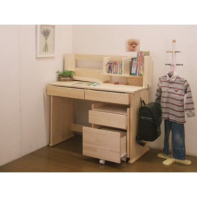 天然木パイン材デスク(学習机)「エル」3点セット