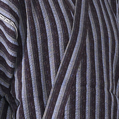 筑後市産織物　紳士用甚平(しじら織・縞柄) 茶 Lサイズ