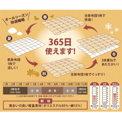 羽毛布団　2枚合わせオールシーズン使用可能　シングル　ダウン50%