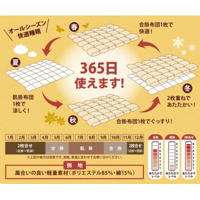 羽毛布団　2枚合わせオールシーズン使用可能　ダブル　ダウン90%