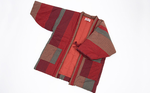 60双糸縞袢天　赤