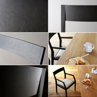 キールアームチェア ホワイトオーク黒塗装【高野木工】