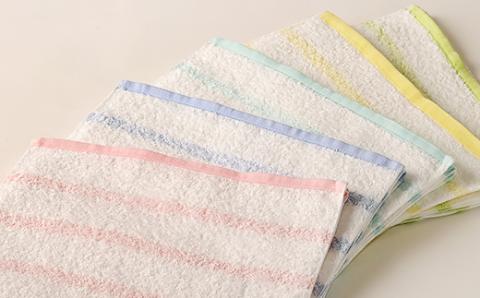 [日本製] ふんわり シンプルボーダー30 フェイスタオル5枚セット