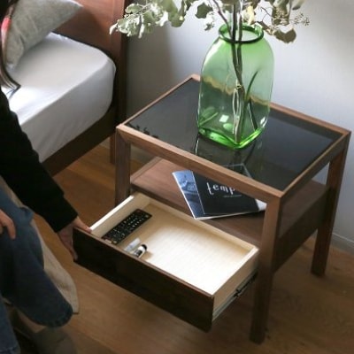 サイドテーブル 天然木 レッチェ50サイドテーブル ウォルナット【10年保証】【高野木工】