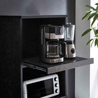 幅59cmコンパクトサイズ レンジ台 スイム【カラー:ストーンブラック】【配送不可地域：離島】