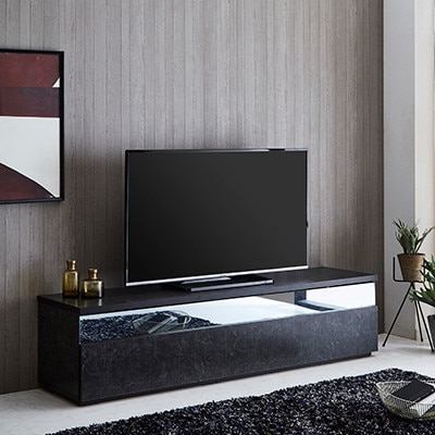 幅180cmブルックリン風テレビ台 フレッド【カラー:ストーンブラック】【配送不可地域：離島】