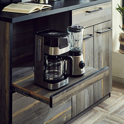 食器棚・レンジ台 アイン(上台引き戸タイプ)幅119.7cm【カラー:ブルックリン】【配送不可地域：離島】