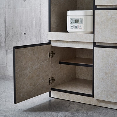 キッチンカウンター レンジ台 レンジボード アンサンブル 幅159.2 【カラー:ストーンブラック】【配送不可地域：離島】