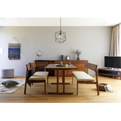 アルコ ダイニングソファ ウォルナット W150cm  チャート6:キャメル