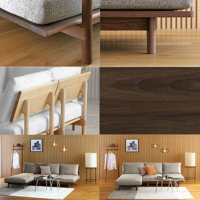 3人掛けソファ 木フレーム MOLEN 3Pソファ ウォルナット材 【高野木工】【配送不可地域：離島】