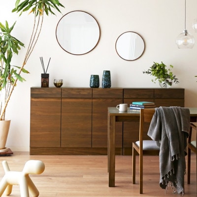 天然木製 リビング収納 レッチェ80薄型キャビネット ウォルナット【10年保証】【高野木工】【配送不可地域：離島】