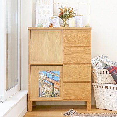 本棚  レッチェ 68マガジンレコードラック オーク【10年保証】【高野木工】【配送不可地域：離島】