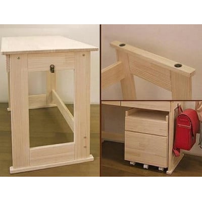 ハンドメイド天然木パイン材デスク(学習机)「リード」2点セット