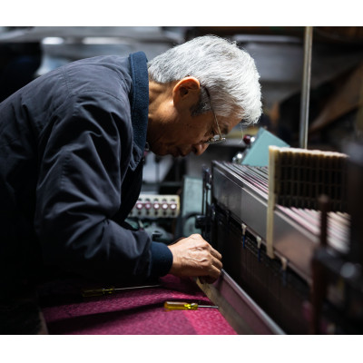 筑後産の織物「キッチンエプロン」　ピンク